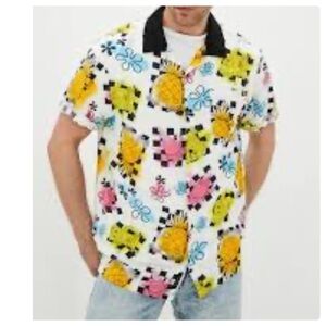 Vans x SpongeBob SquarePants Men's Multicolor Graphic Print Button-Up Shirt S